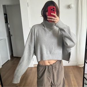 cozy slouchy grey turtleneck